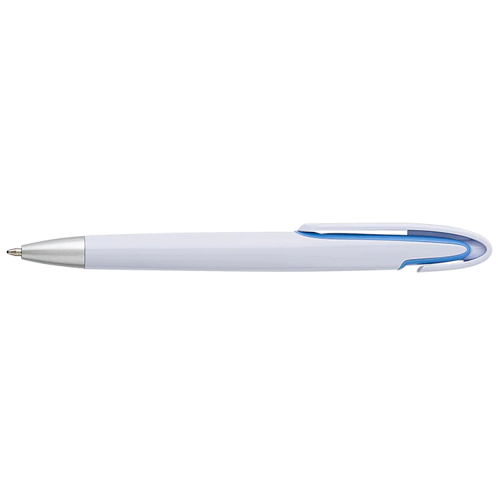 Rounded Clip Ballpoint Pen With White Barrel